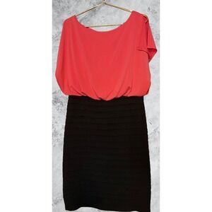 Melrose Coral Pink Black Tiered Sheath Dress Bow Back AWIFF40J Womens 14